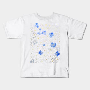 forget me not flower pattern line and watercolor Kids T-Shirt